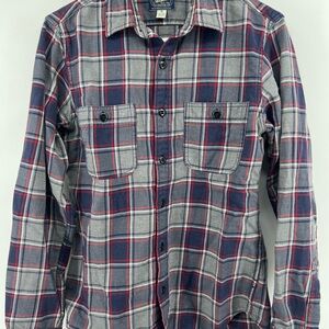 J. Crew Men's Navy, Gray & Red Plaid Button-Down Shirt